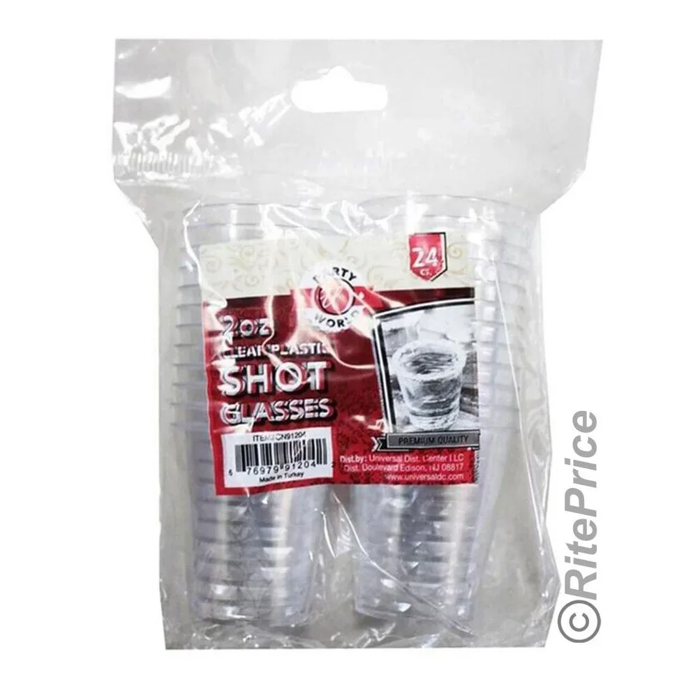 48 PCS Clear Shot Glasses 2oz Plastic Disposable Cups Wine Party Catering Bar